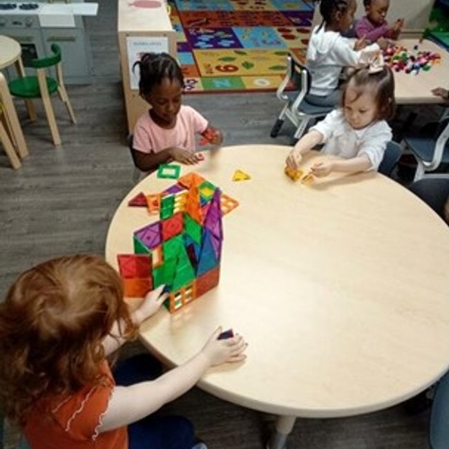 Children building with blocks at a daycare near Norwalk, CT